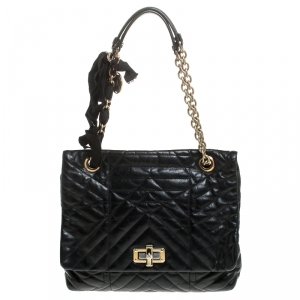 Lanvin Black Quilted Leather Medium Happy Shoulder Bag