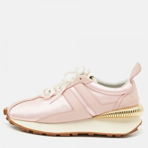 Pre Owned Lanvin Bumper Size 40 Pink Satin and Suede Low Top Sneakers