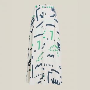 Pre Owned LAYEUR Cream Borden Button Down Printed Maxi Skirt FR 50