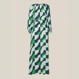 فستان ليور "بوردين" بأكمام منفخة أخضر FR 46