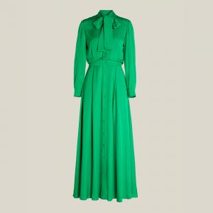LAYEUR Green Whittle Tie-Neck Button Down Maxi Dress FR 42