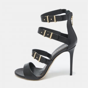 Le Silla Black Leather Ankle Strap Sandals Size 38.5