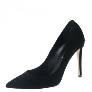 Le Silla Black Suede Panther Pointed Toe Pumps Size 38.5