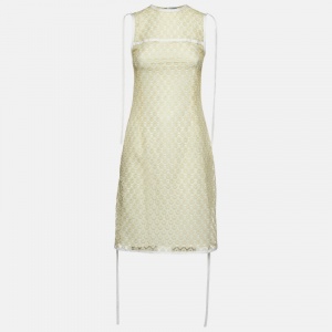 Loewe Cream Floral Patterned Lace Sleeveless Dress S