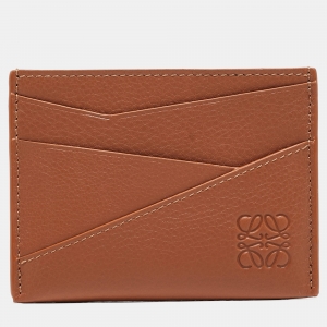 Pre Owned Loewe Brown Leather Puzzle Edge Card Holder