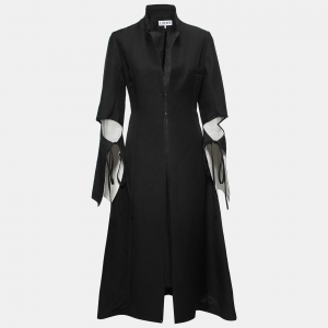 Loewe Black Linen Tie-Up Sleeve Detail Coat XS