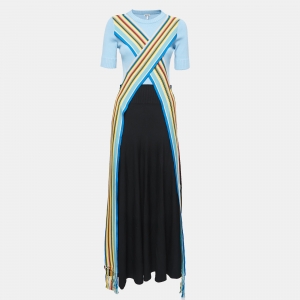 Loewe Black/Blue Wool Knit Maxi Dress M