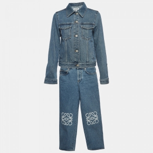 Loewe Blue Anagram Embossed Denim Jacket and Jeans Set S Waist 26''