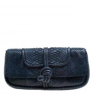 Loewe Navy Blue Python Folded Clutch
