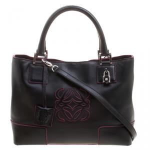 Pre Owned Loewe Black Leather Convertible Tote