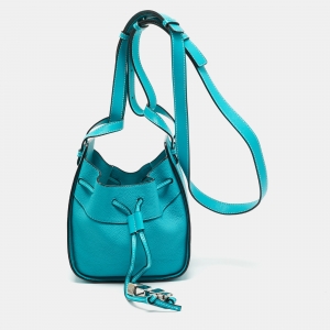 Loewe Teal Green Leather Mini Hammock Drawstring Bag