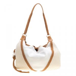 Loewe White and Brown Leather Hobo