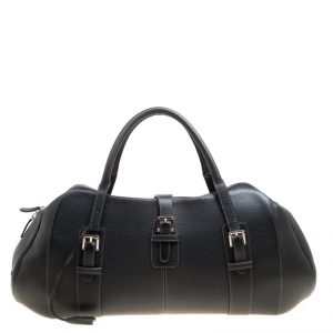 Loewe Black Leather Senda 3 Weekender Bag
