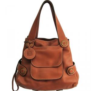 Pre Owned Loewe Brown Leather Shoulder Bag