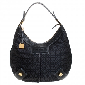 Loewe Black Monogram Fabric and Leather Hobo