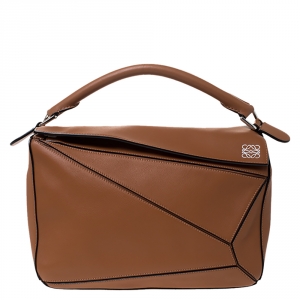 Pre Owned Loewe Tan Leather Medium Puzzle Shoulder Bag