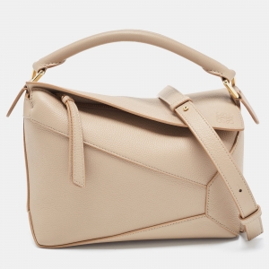 Pre Owned Loewe Beige Leather Small Puzzle Shoulder Bag