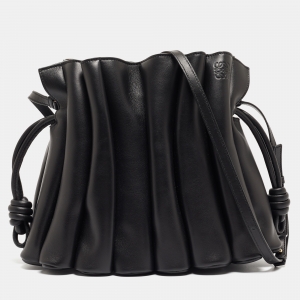 Pre Owned Loewe Black Leather Flamenco Knot Shoulder Bag