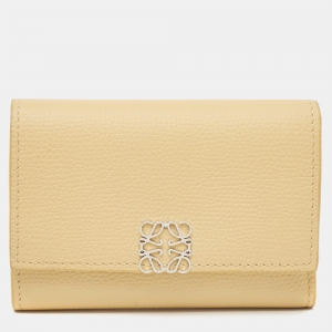 Loewe Yellow Leather Anagram Trifold Wallet