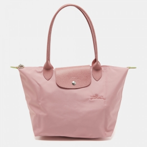 Longchamp Pink Nylon and Leather Medium Le Pliage Tote
