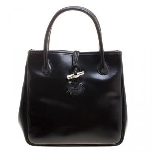 Longchamp Black Leather Mini Roseau Tote