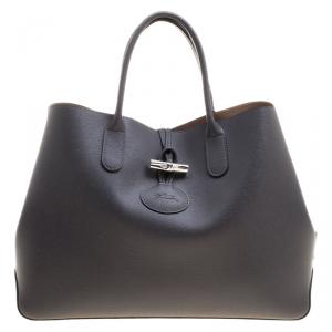 Longchamp Grey Leather Roseau Tote
