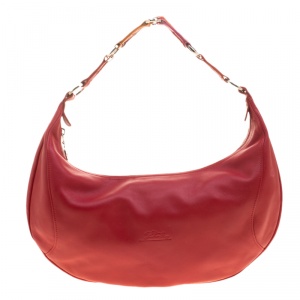 Longchamp Red Leather Hobo 