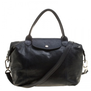 Longchamp Navy Blue Leather Small Le Pliage Tote