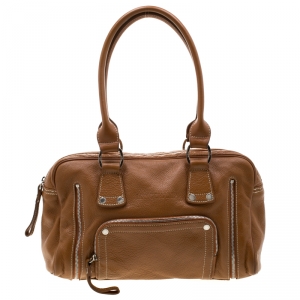 Longchamp Camel Leather Satchel