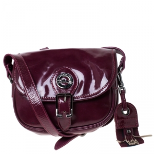 Longchamp Purple Patent Leather Flap Crossbody Bag