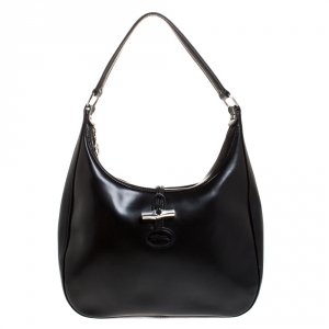 Longchamp Black Leather Roseau Hobo