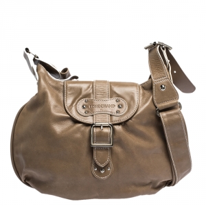 Longchamp Beige Leather Buckle Flap Shoulder Bag