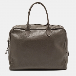 Longchamp Grey Leather Top Zip Bag