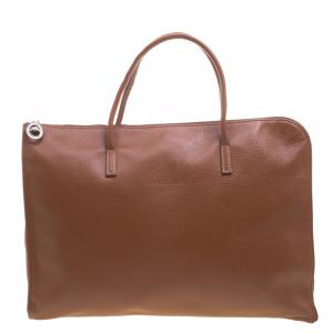 Longchamp Brown Leather Business Briefcase Bag