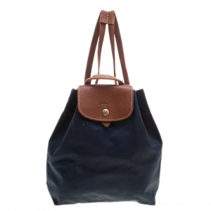 Longchamp Blue/Cognac Nylon Backpack 