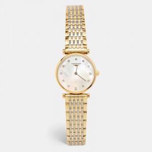 Longines Mother of Pearl Diamond Two Tone Stainless Steel La Grande Classique L4.209.2.87.7  Women's Wristwatch 24 mm 