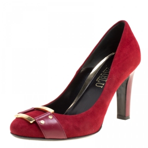 Loriblu Red Suede Round Toe Pumps Size 38.5