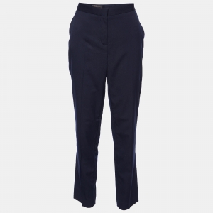 Pre Owned Loro Piana Navy Blue Wool Tapered Trousers M