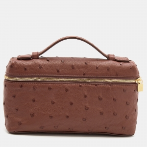 Loro Piana Brown Ostrich L19 Pouch