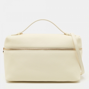 Loro Piana Off White Leather Extra Pocket L27 Top Handle Bag