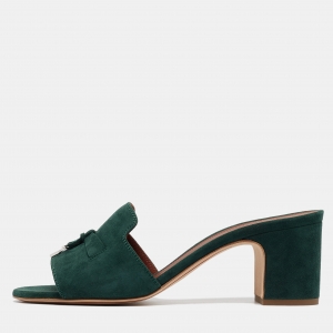 Pre Owned Loro Piana Green Suede Summer Charms Slide Sandals Size 40
