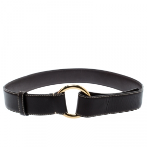 Loro Piana Brown Leather Stitched Belt 85CM