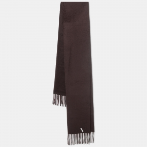 Loro Piana Dark Brown Vicuña Wool Fringe Scarf