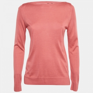 Pre Owned Loro Piana Pink Silk Knit Crewneck Sweater S