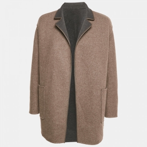 Pre Owned Loro Piana Brown/Grey Baby Cashmere Jimi Jacket S