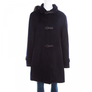 Loro Piana Navy Blue Cashmere Hooded Storm System Down Jacket L