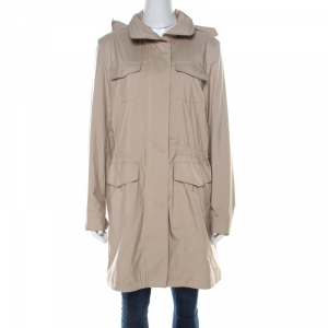 Pre Owned Loro Piana Storm System Beige Elasticized Waist Hooded Jacket M
