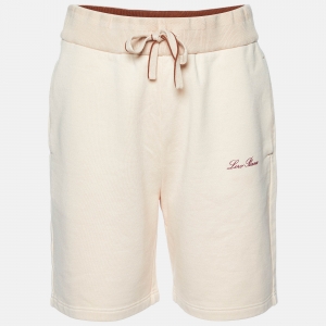 Loro Piana Peach Logo Print Cotton Shorts XS