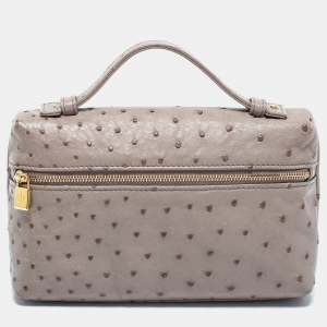Loro Piana Grey Ostrich Zip L19 Pouch