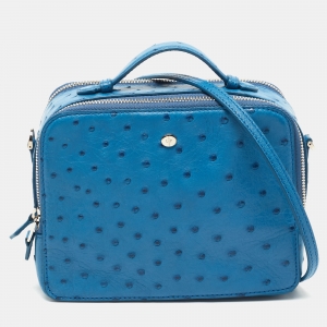 Loro Piana Blue Ostrich Mini Clui Crossbody Bag
